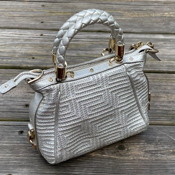 Gianni Versace Silver Tone Women Bag Small Hand Bag Made in Italy - Picture 3 of 15